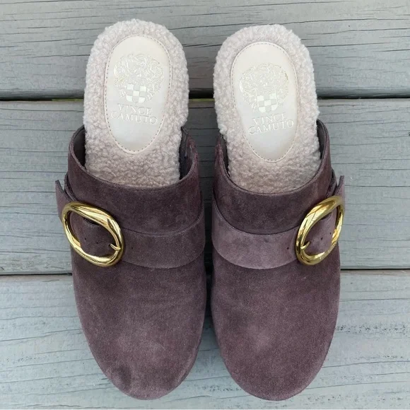 NWOB Vince Camuto Canzenee Sherpa Clogs in Rootbeer Suede size 9 - Picture 7 of 16